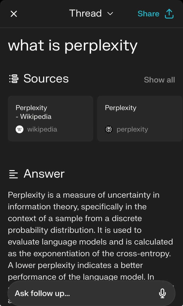Perplexity-mobile-ui