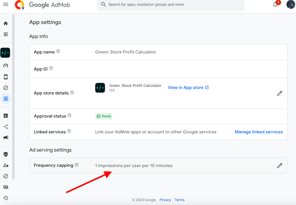Google AdMob frequency capping